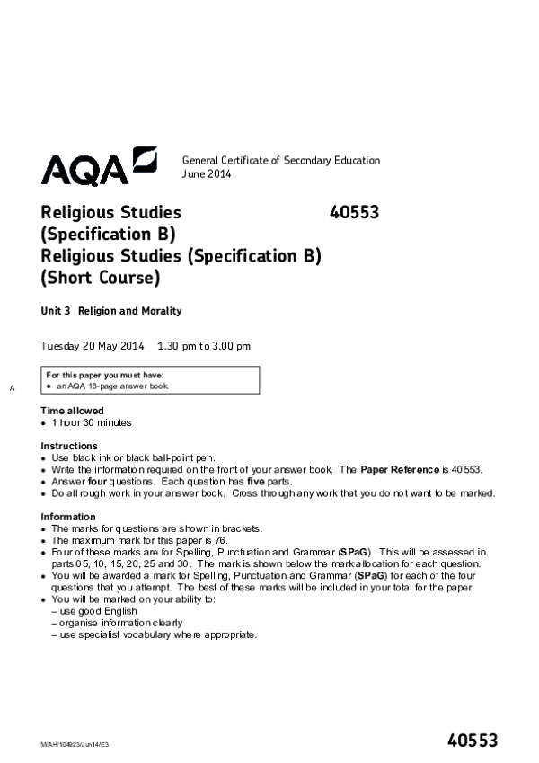GCSE Religious Studies, Spec B Religion and Morality - 2014.pdf