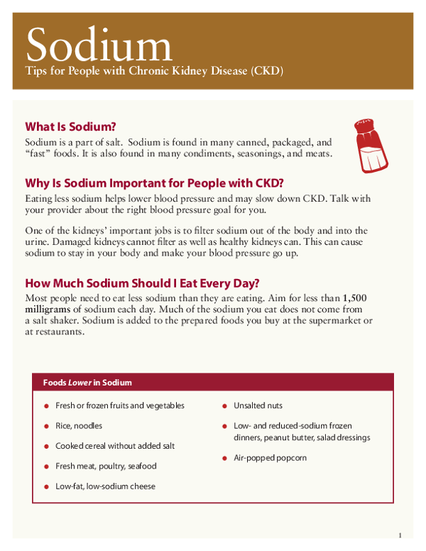 Sodium: Tips for People with Chronic Kidney Disease