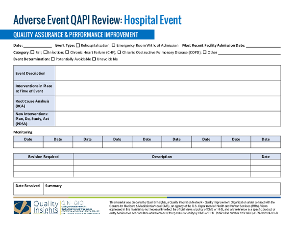 Adverse Event Review Hospitalizations (Fillable)