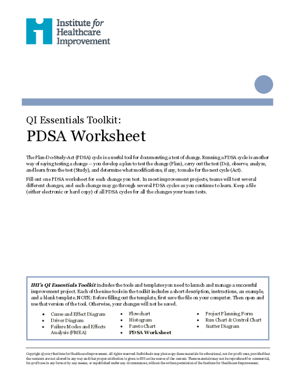 PDSA Worksheet