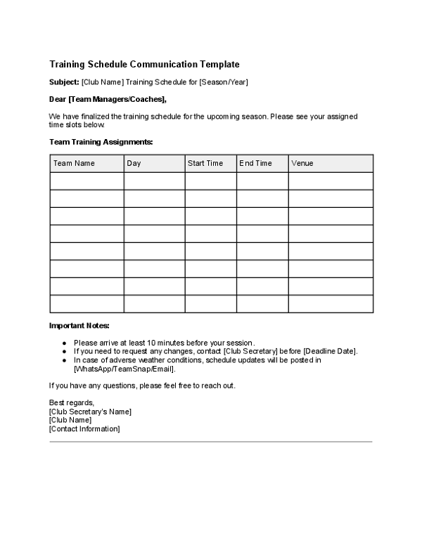 Training Schedule Communication Template.docx