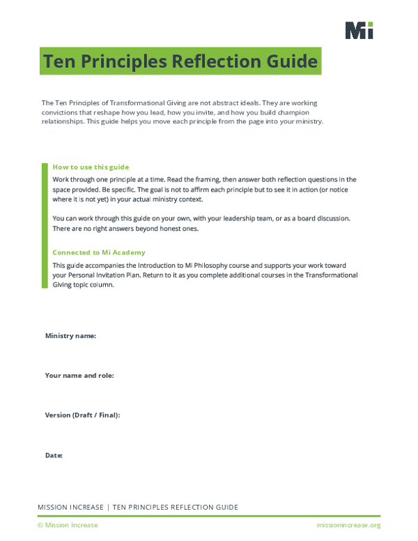 10 Principles Reflection Guide Fillable