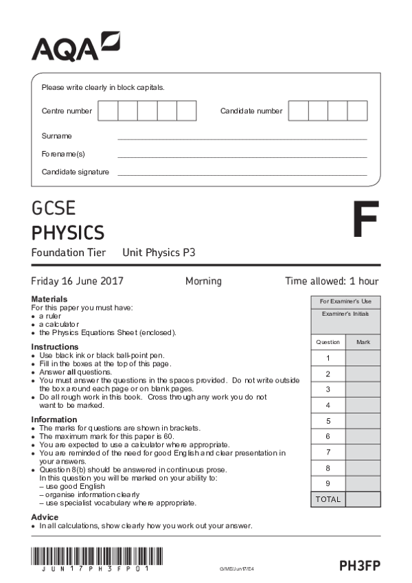 GCSE Physics, Foundation Tier, Unit P3 - 2017.pdf