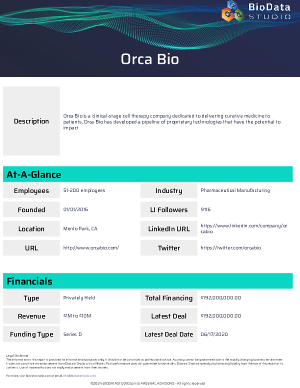 Orca Bio Report from BioDataStudio