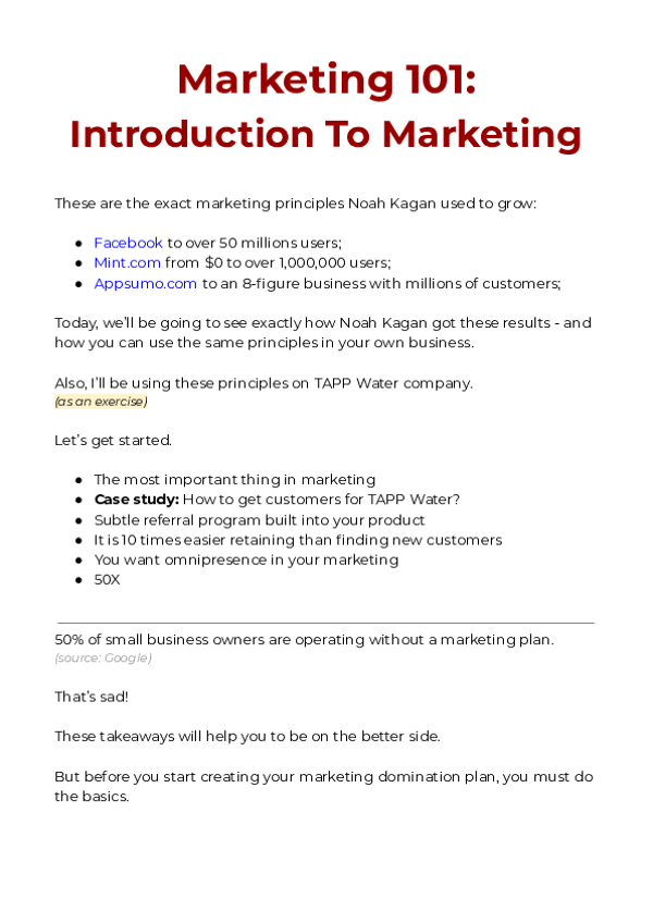 Marketing 101 - Getting Started