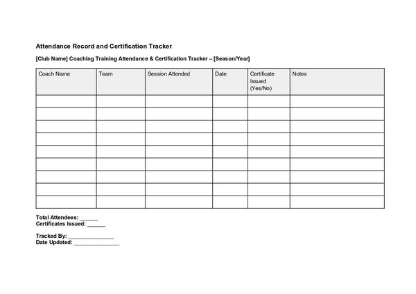 Attendance Record and Certification Tracker