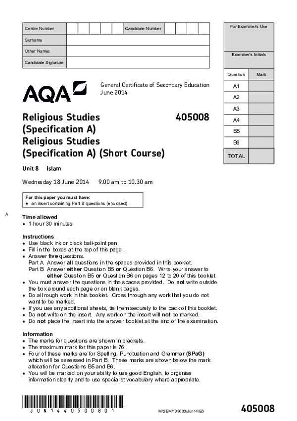 GCSE Religious Studies, Spec A Islam - 2014.pdf
