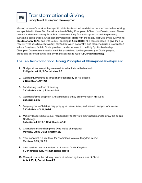 Ten Principles of Transformational Giving