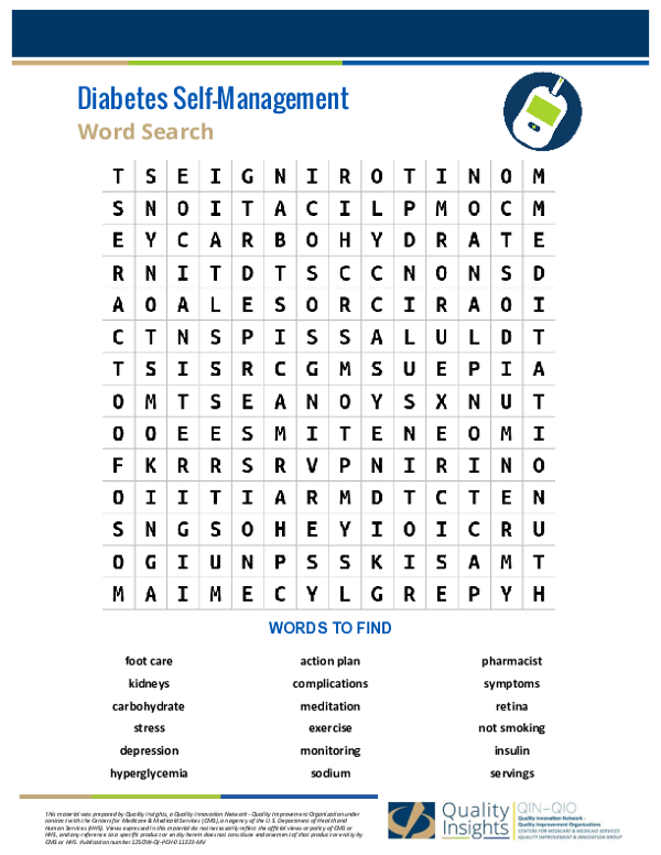 Diabetes Word Search