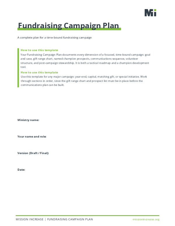 Fundraising Campaign Plan Fillable