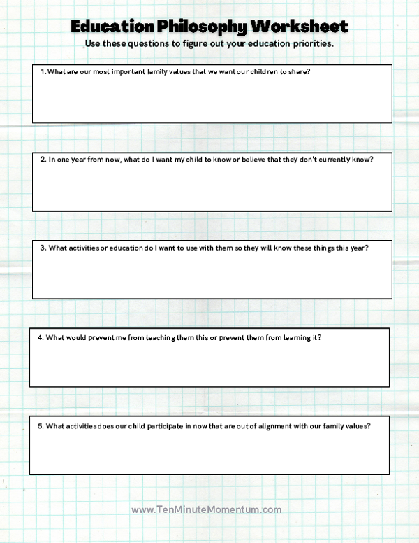 Education Philosophy Worksheet
