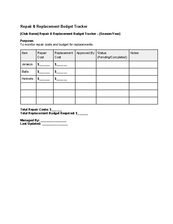 Repair & Replacement Budget Tracker.docx