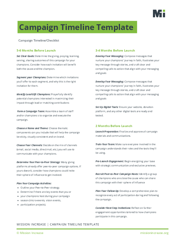 Campaign Timeline Checklist 