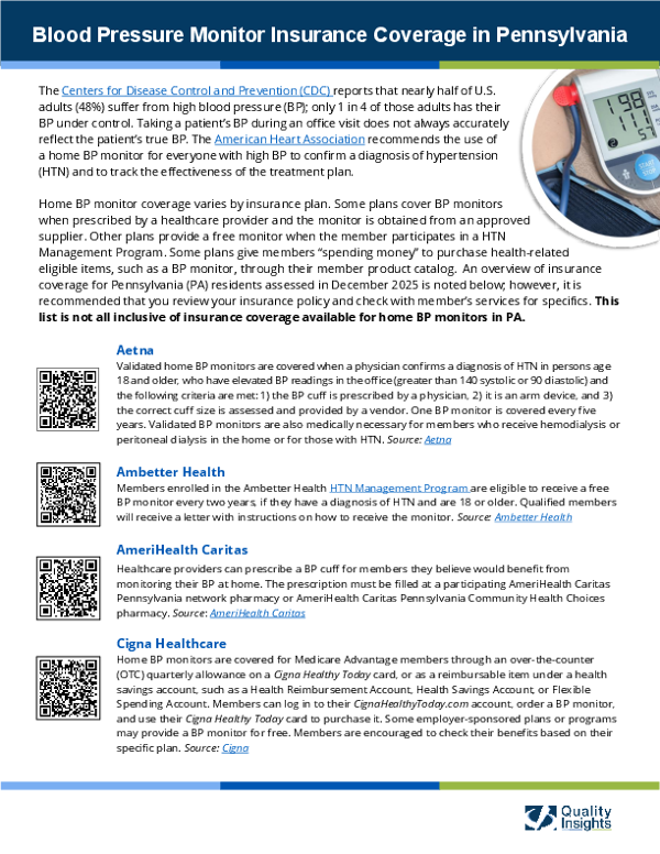 Blood Pressure Monitor Insurance Coverage in Pennsylvania