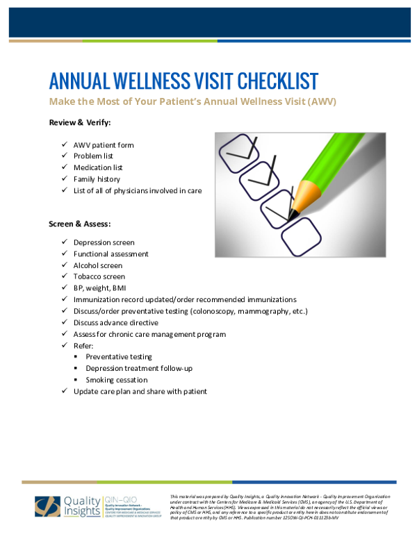 Annual Wellness Visit Checklist