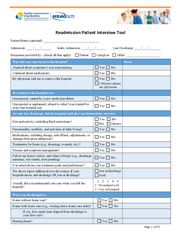 HSAG Readmission Interview Tool
