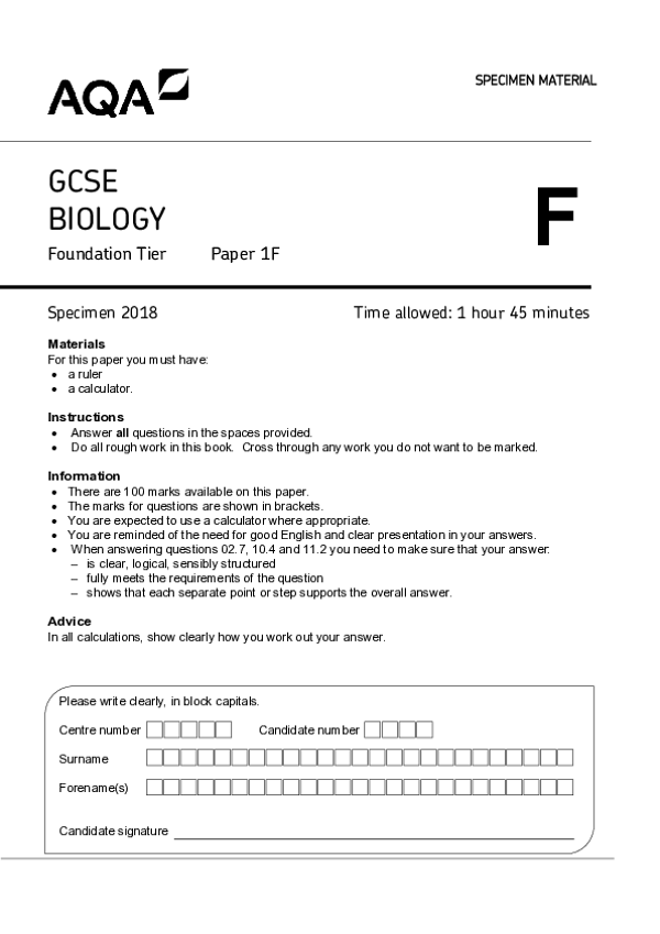 GCSE Biology, Foundation Tier, Paper 1F - 2018.pdf