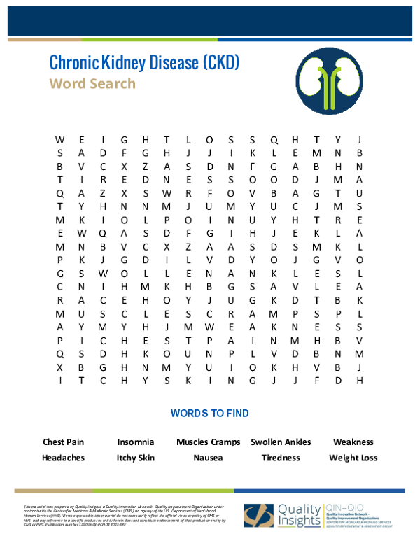 Chronic Kidney Disease Word Search