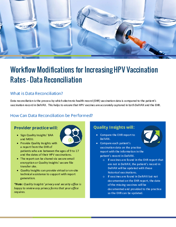 HPV Vaccination WFM: Data Reconciliation
