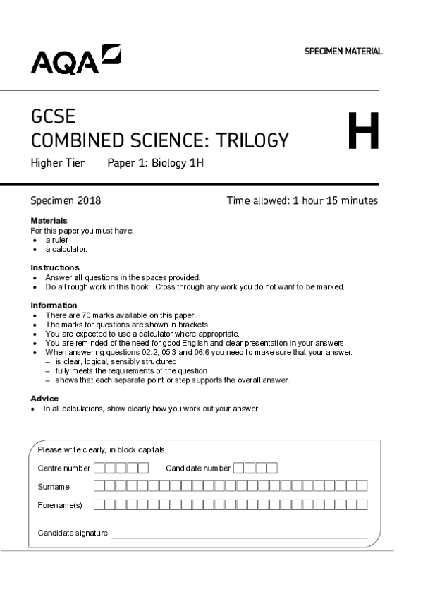 GCSE Combined Science Trilogy, Higher Tier, Paper 1 Biology 1H - 2018.pdf