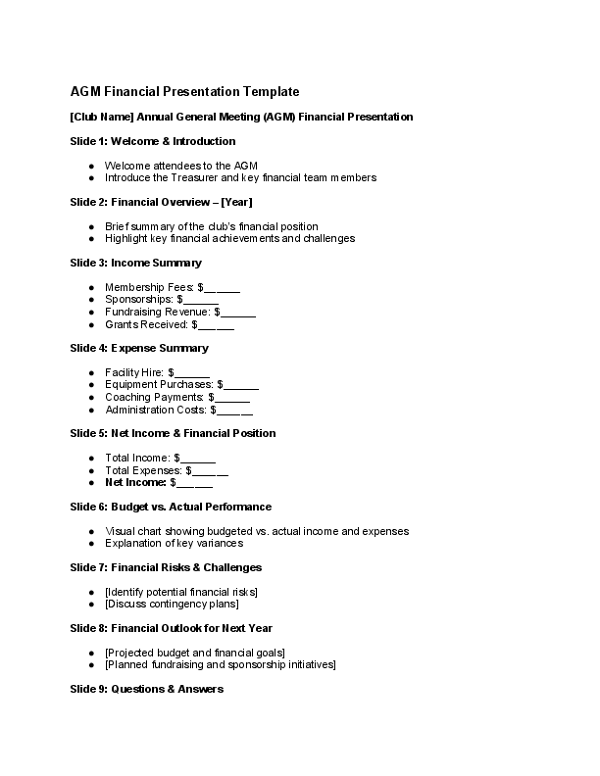 AGM Financial Presentation Template