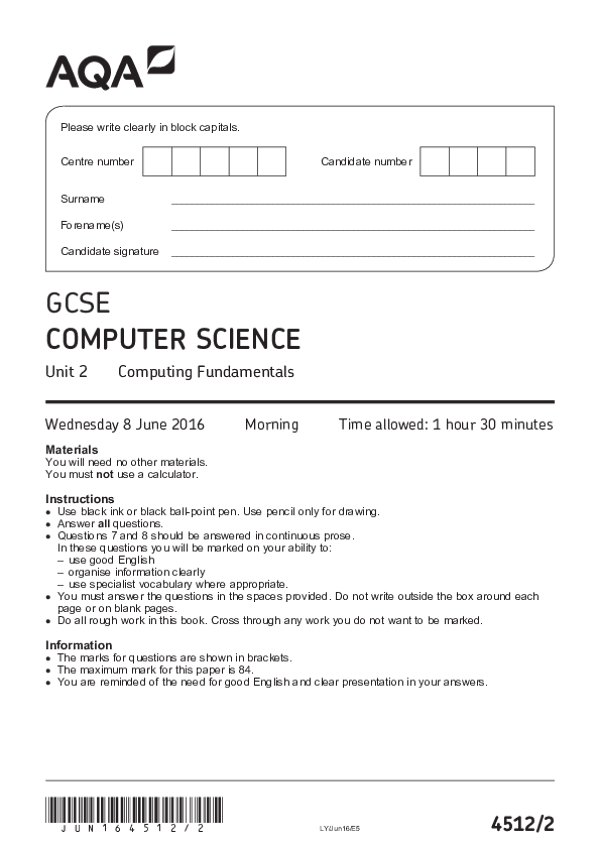 GCSE Computer Science, Unit 2 - 2016.pdf