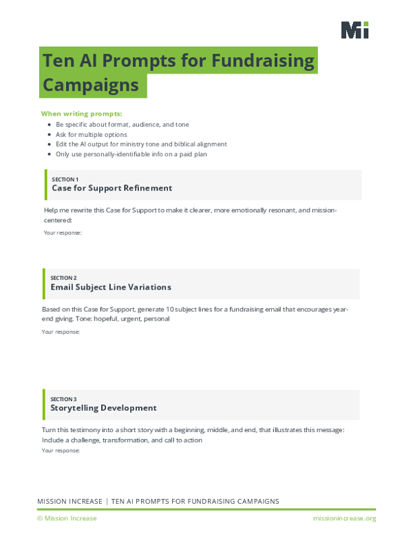 Ten AI Prompts for Fundraising Campaigns Fillable