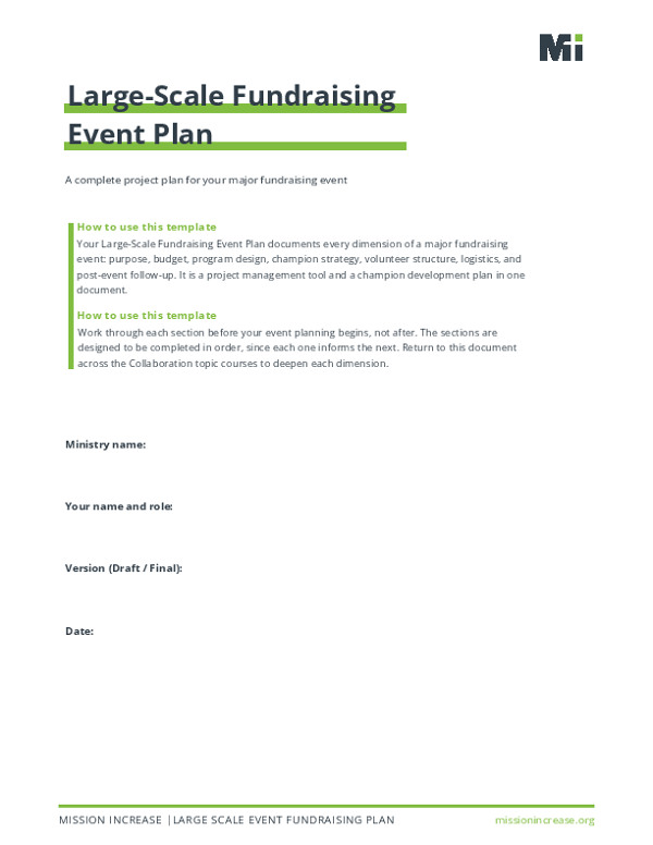 Large Scale Fundraising Event Plan Fillable