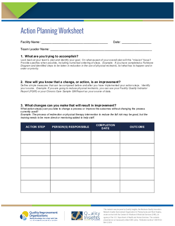 Action Planning Worksheet (Fillable)