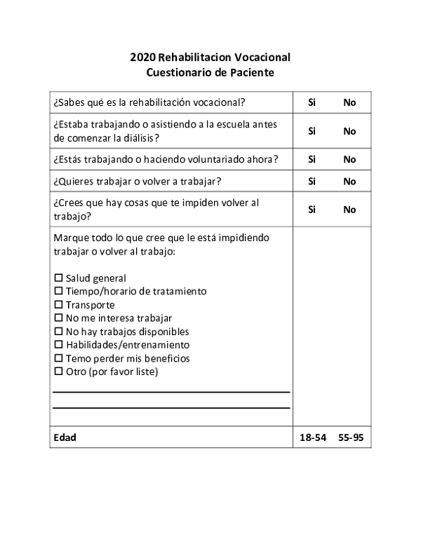 Patient Questionnaire (Spanish)