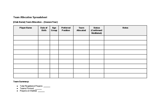 Team Allocation Spreadsheet.docx