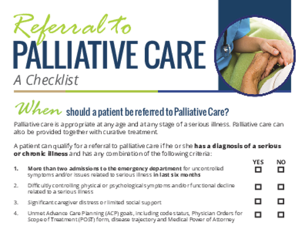 Referral to Palliative Care: A Checklist (Pocket Card)