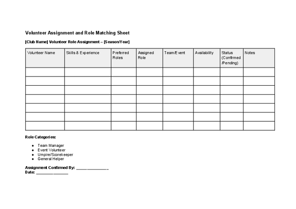 Volunteer Assignment and Role Matching Sheet.docx