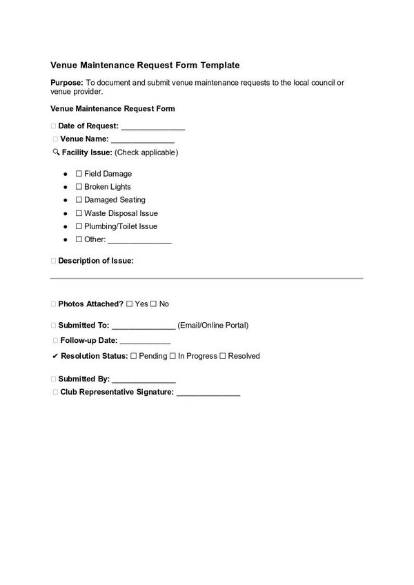 Venue Maintenance Request Form Template.docx