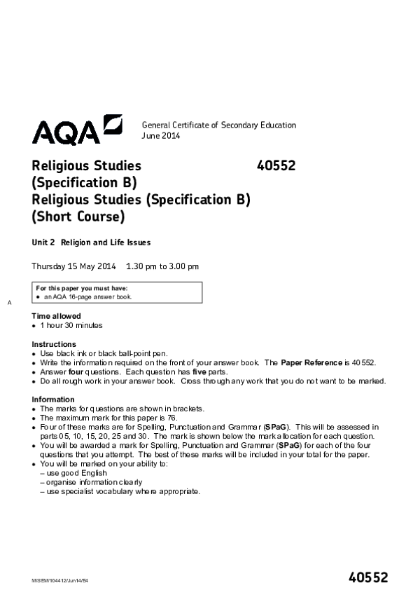 GCSE Religious Studies, Spec B Religion and Life Issues - 2014.pdf