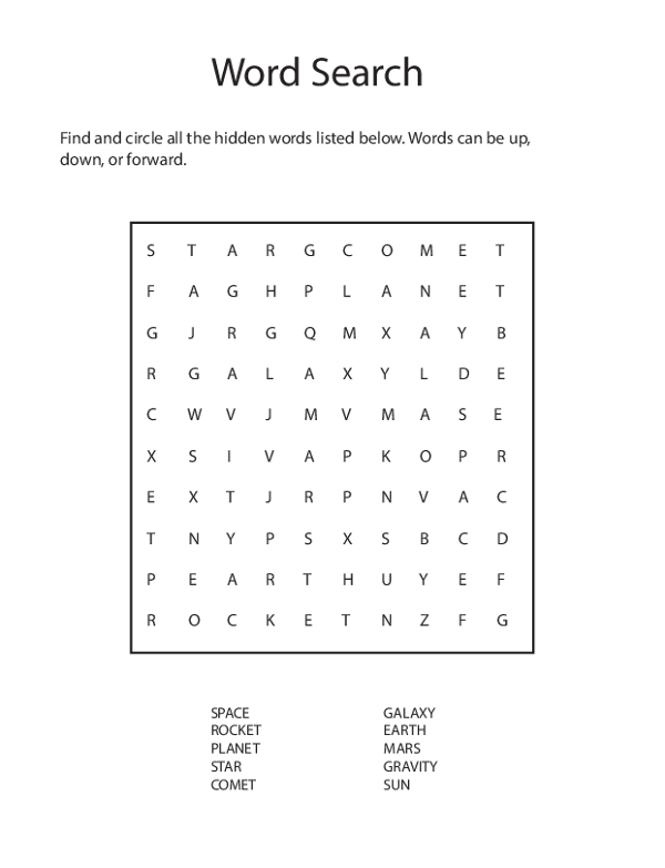 5 Super Easy Word Search Puzzles