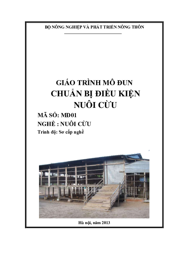 Giáo trình mô đun Chuẩn bị điều kiện nuôi cừu - Nghề Chăn nuôi cừu.pdf