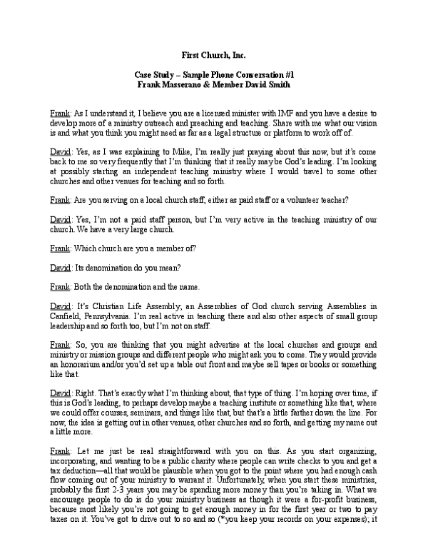 Case Study Sample Phone Conversation #1