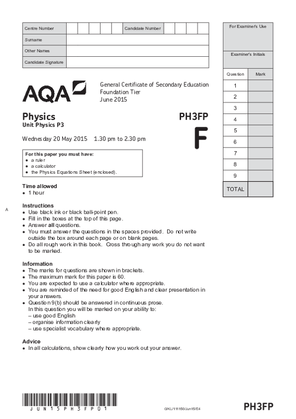 GCSE Physics, Foundation Tier, Unit P3 - 2015.pdf