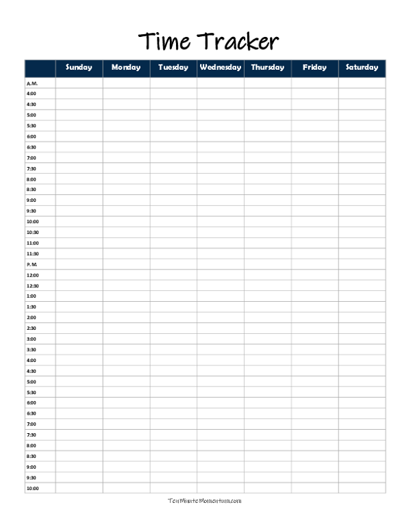 Time Tracker Editable Worksheet