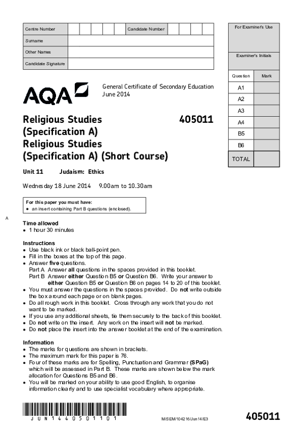 GCSE Religious Studies, Spec A Judaism - 2014.pdf