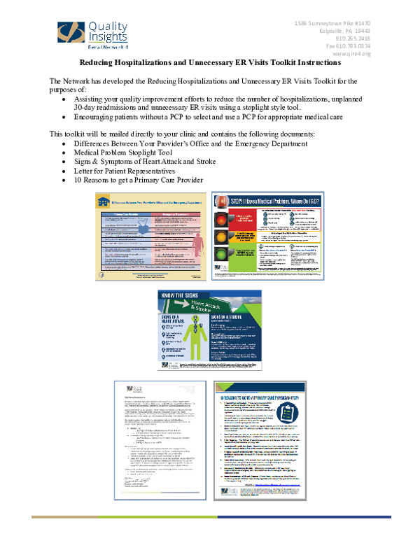 Reducing Hospitalizations and ER Visits Toolkit