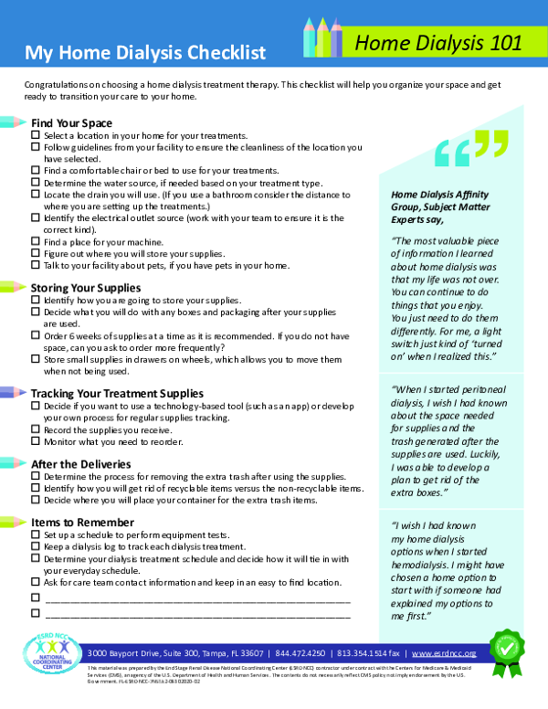 My Home Dialysis Checklist (English)