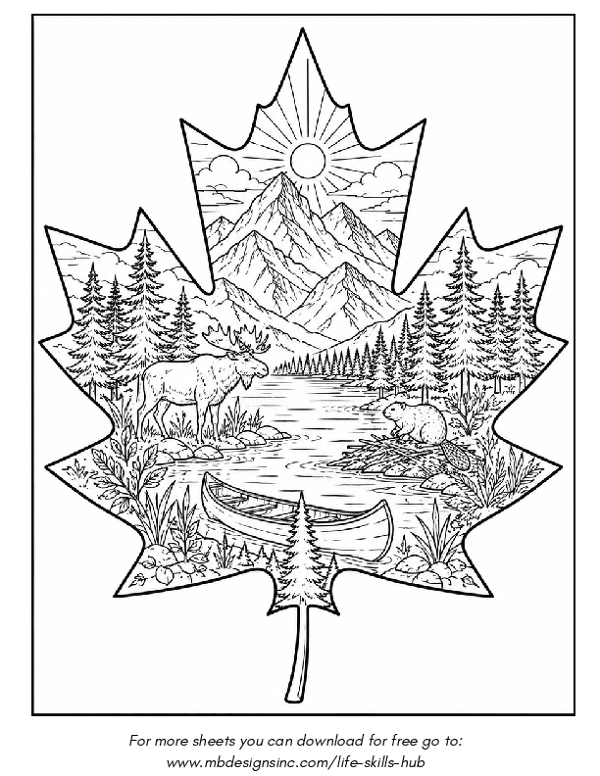Colouring Sheet - Canadian Maple Leaf