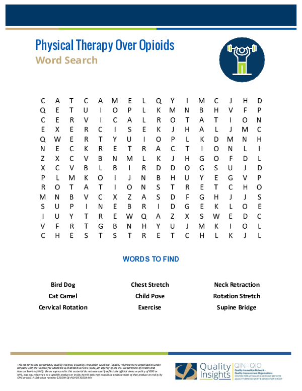 Physical Therapy Over Opioids Word Search