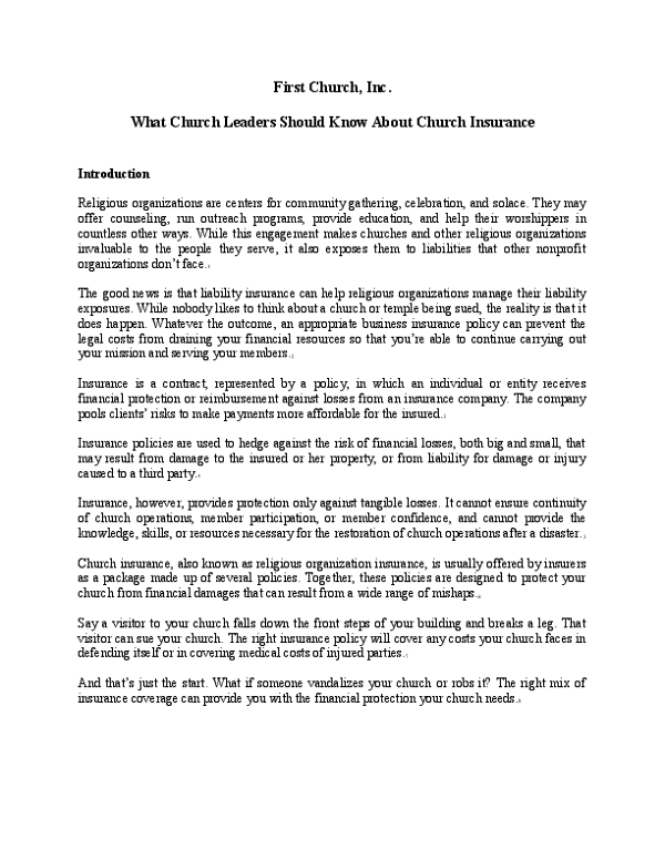 What Church Leaders Should Know about Church Insurance