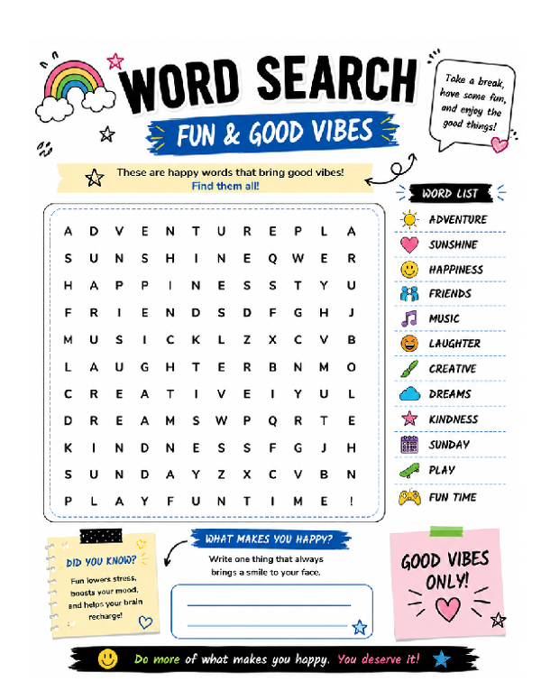 Word Search - Fun & Good Vibes