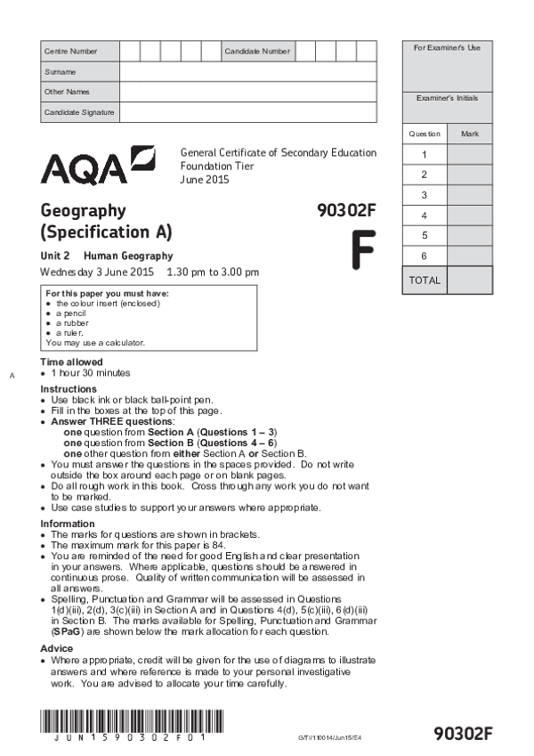 GCSE Geography, Spec A, Foundation Tier - 2015.pdf