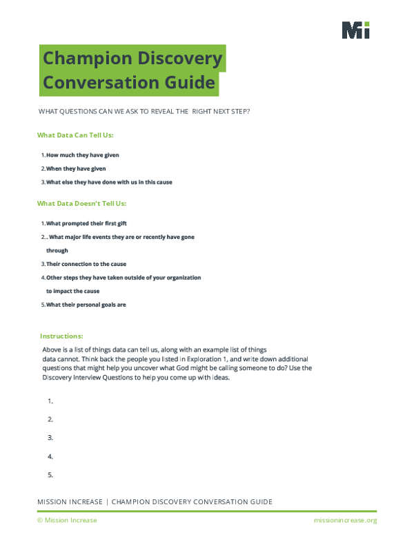 Champion Discovery Conversation Guide Fillable