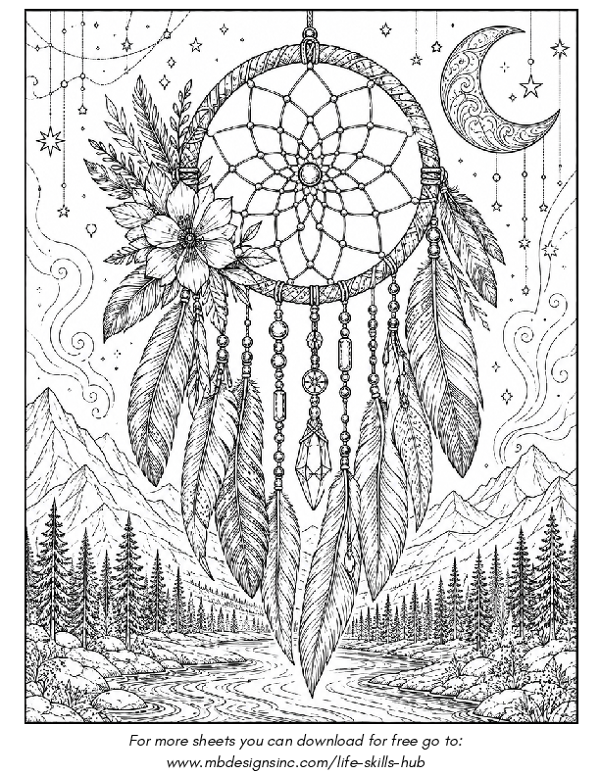 Colouring Sheet - Dreamcatcher